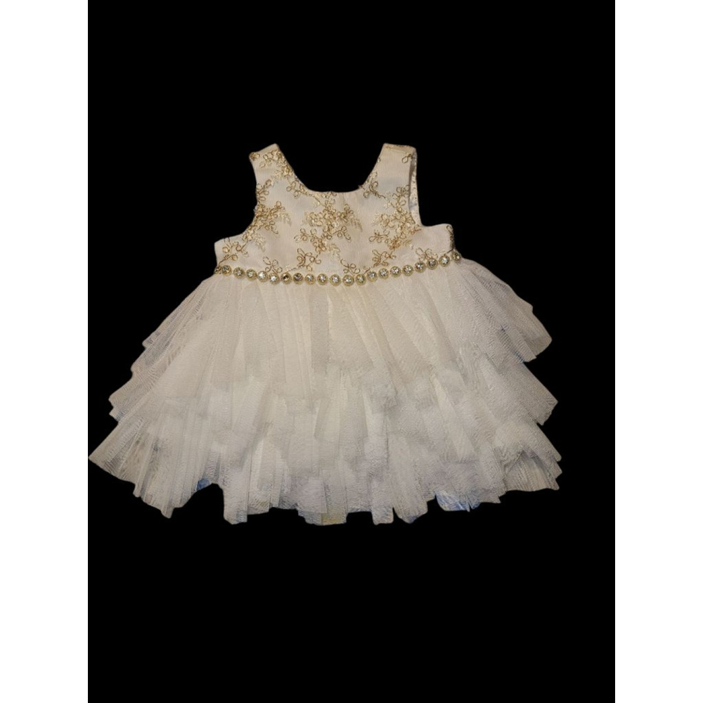 Girl Couture Princess Dress Size 12M White & Gold